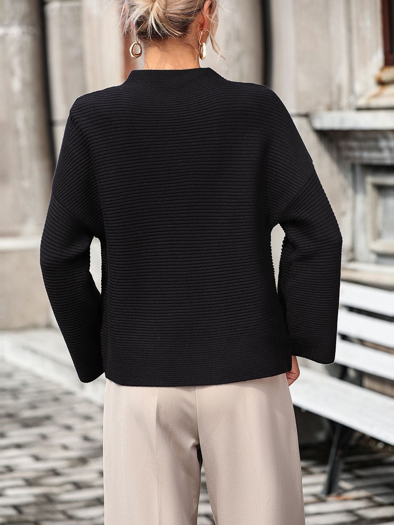 Hochkragen-Mesh-Bluse