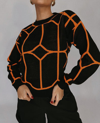 Geometrisch Gemusterte Mesh-Bluse
